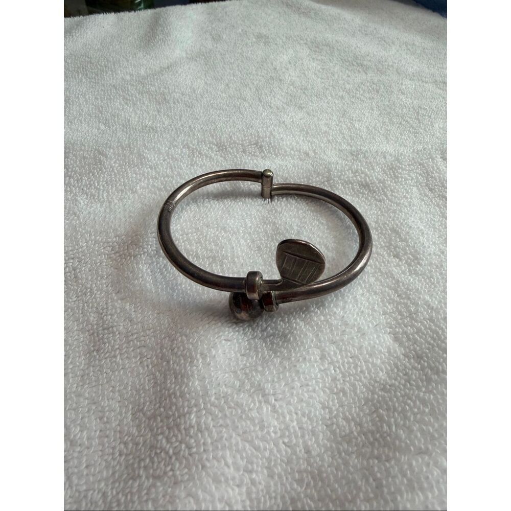 VTG MEXICO 925 STERLING SILVER GOLF CLUB HINGED BRACELET